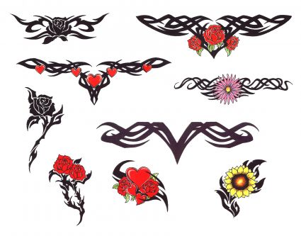 Tribal And Flower Tattoo